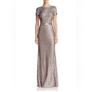 Aqua Formal Evening Gown Dress Silver/Taupe Size 10